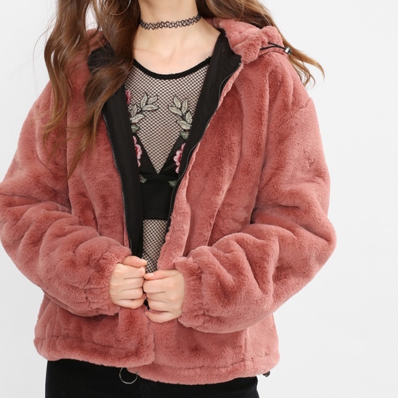 faux fur jacket shein
